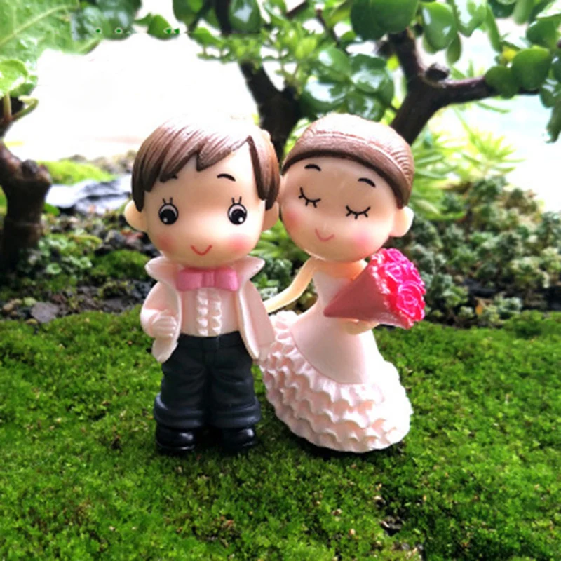 ZOCDOU 2 Pieces Resin Man Women Lovers Wedding Marry Couple Boy Girl Gift People Model Small Figurine Crafts DIY Home Ornament | Дом и сад