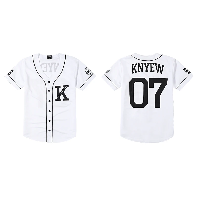 Baseball Jersey Letter Printing Tshirt Hip Hop Men Women Baseball Tee Shirt Color Black And