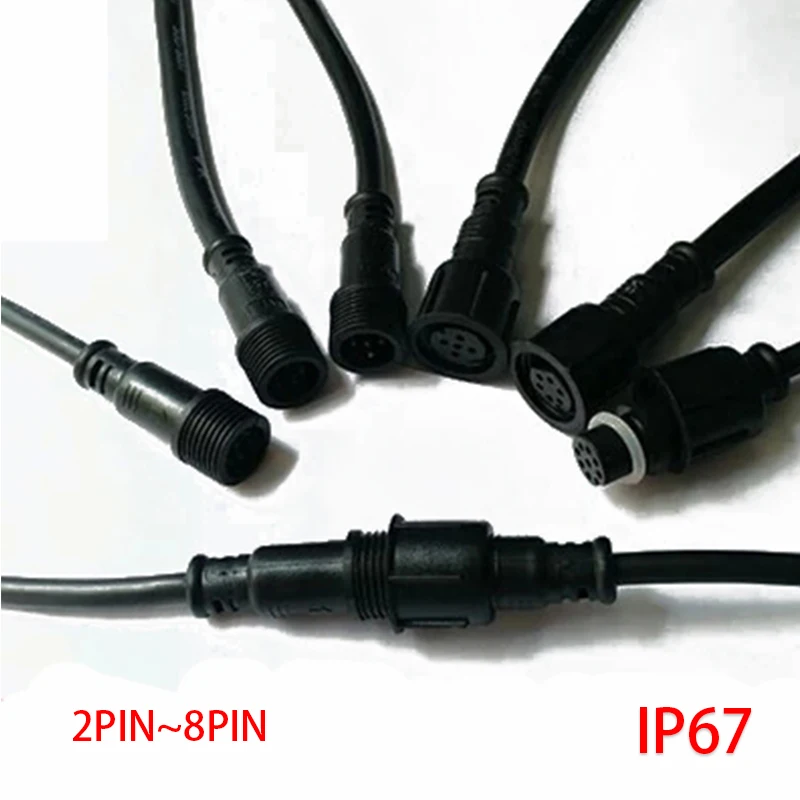 

Waterproof Cable Connector 2 3 4 5 6 7 8 Pin IP68 Dustproof Led Lighting Wire Power Supply Male Female Connectors for Outdoor