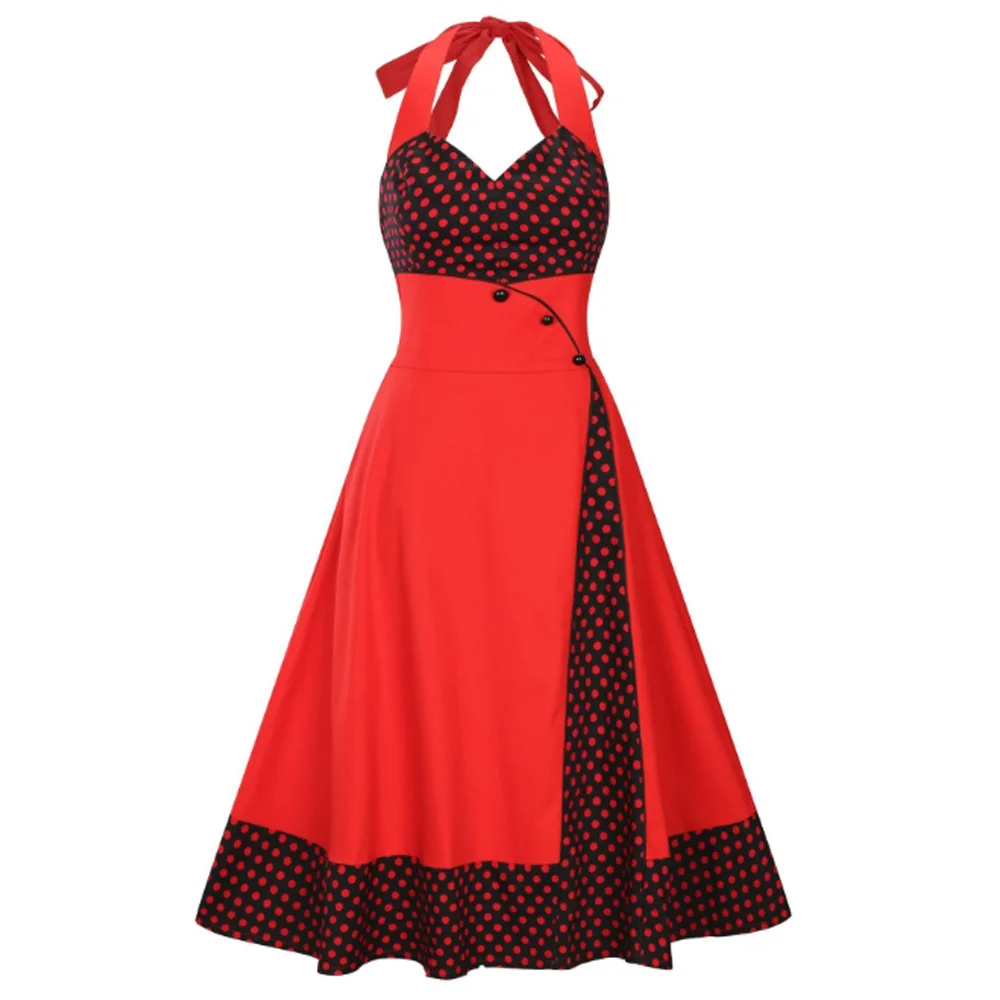 Женское Короткое платье в горошек 1950s Rockabilly элегантное винтажное ретро-стиле с
