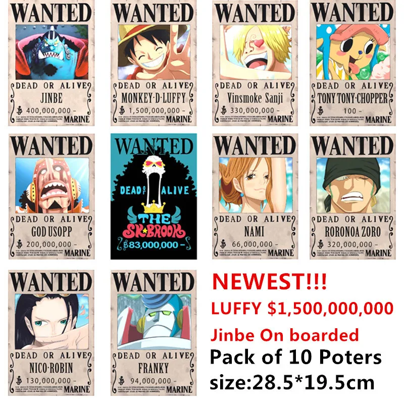 69 стилей ONE PIECE Wanted постеры игрушки винтажный постер Луффи Эйс джинбе нами и Чоппер Робин Зоро Санджи Усопп аниме наклейка 51x36CM