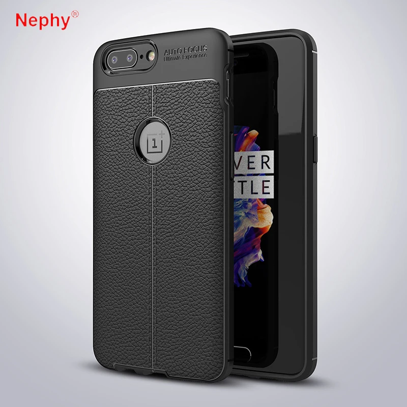 

Nephy Luxury Carbon Fiber Protection Case For oneplus 5 5T 6 Silicone Soft Litchi Leather Coque For One plus 6 5 5T cover fundas
