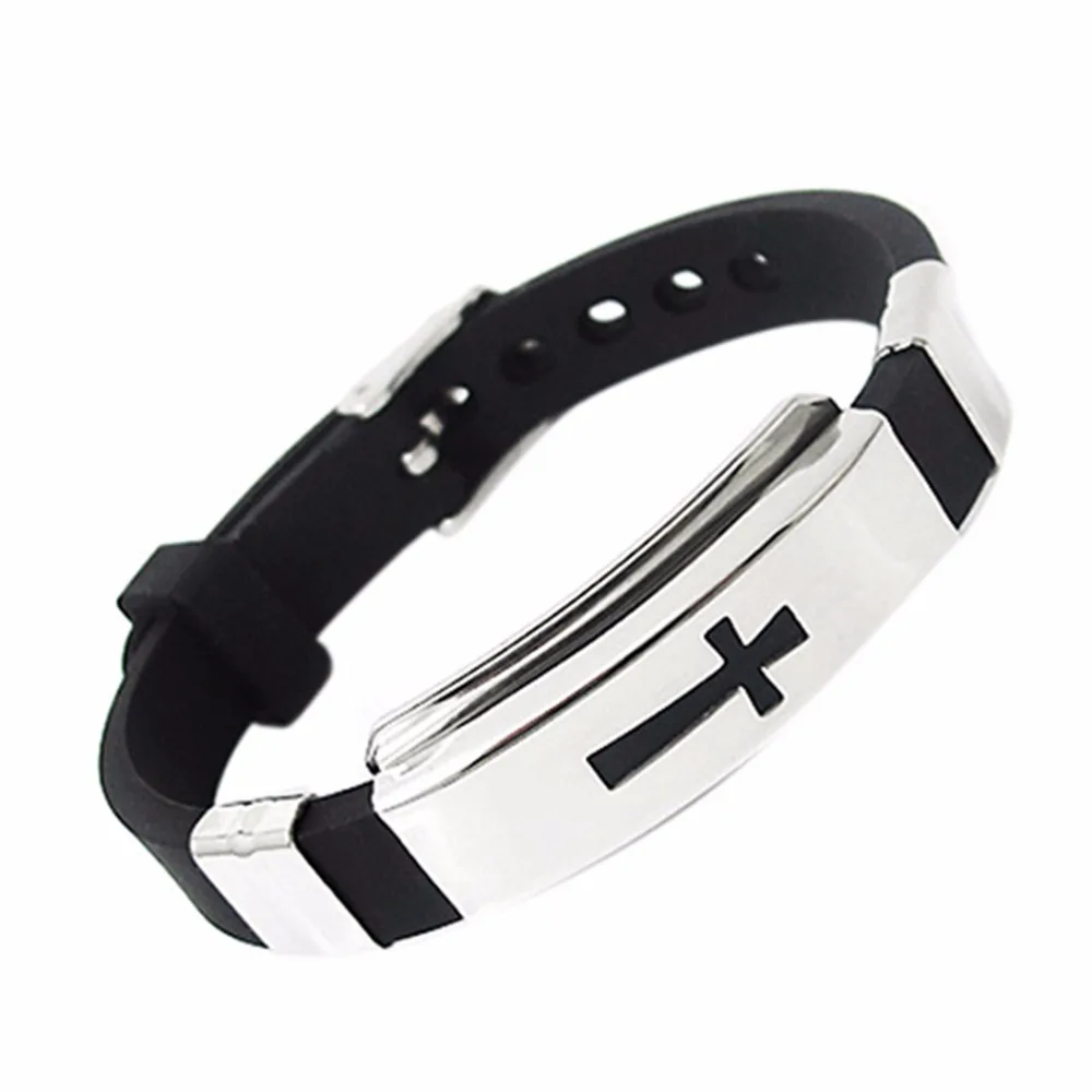 

Leather Cross Bracelets & Bangles For Women Men Jewelry Size Adjustable Stainless Steel Chain Leather Bracelet