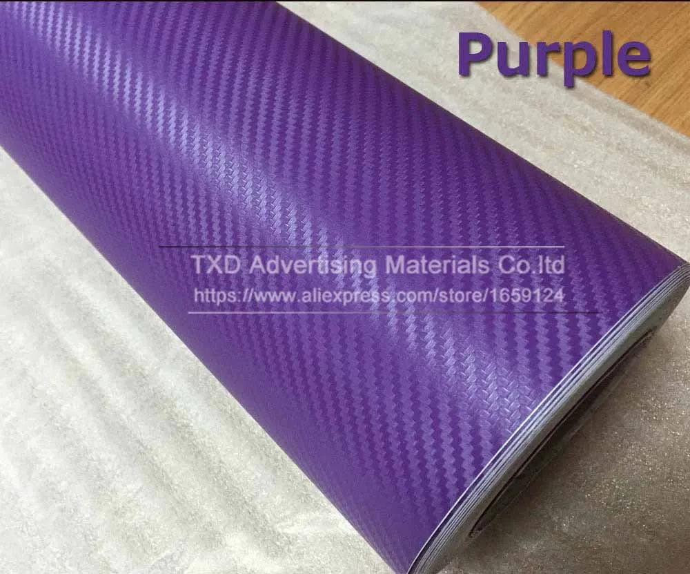 30x127 см(1" X 50") коричневый 3D виниловая пленка из углеродного волокна для оклеивания автомобиля, наклейка из углеродного волокна для украшения автомобиля, 3D пленка из углеродного волокна для автомобиля - Название цвета: Purple