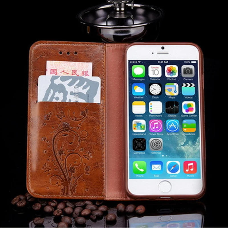 High Quality Leather Flip Cover Wallet Case for iPhone 5 5s se 6 6s 7 7 Plus PU Leather Floral Mobile Phone Bags for 8 8Plus X