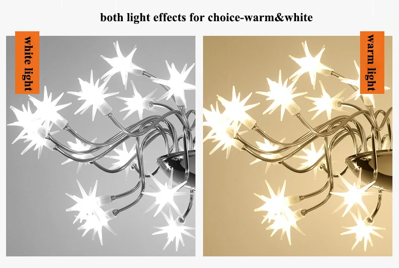 Современная хромированная светодио дный металлическая светодиодная люстра освещение стеклянные звезды гостиная светодио дный