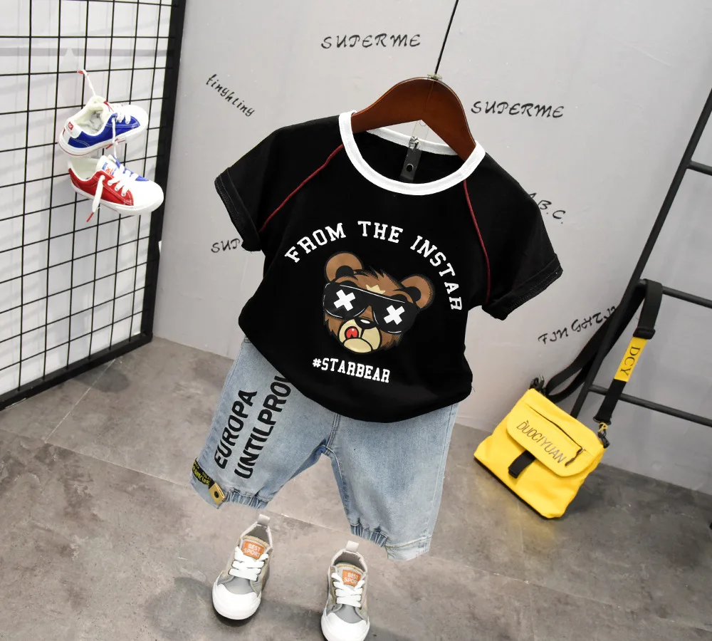 

New Kids'Suit 2019 High Quality All Cotton Short Sleeve T-shirt Short Skirt Suit for Summer babys