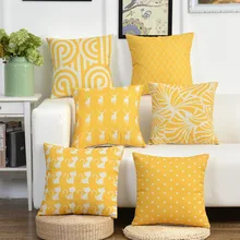 

Nordic style Yellow Cushion Cover dot rhombus animal printed Throw Pillowcase Waist Pillow Cover Home sofa car pillow cover