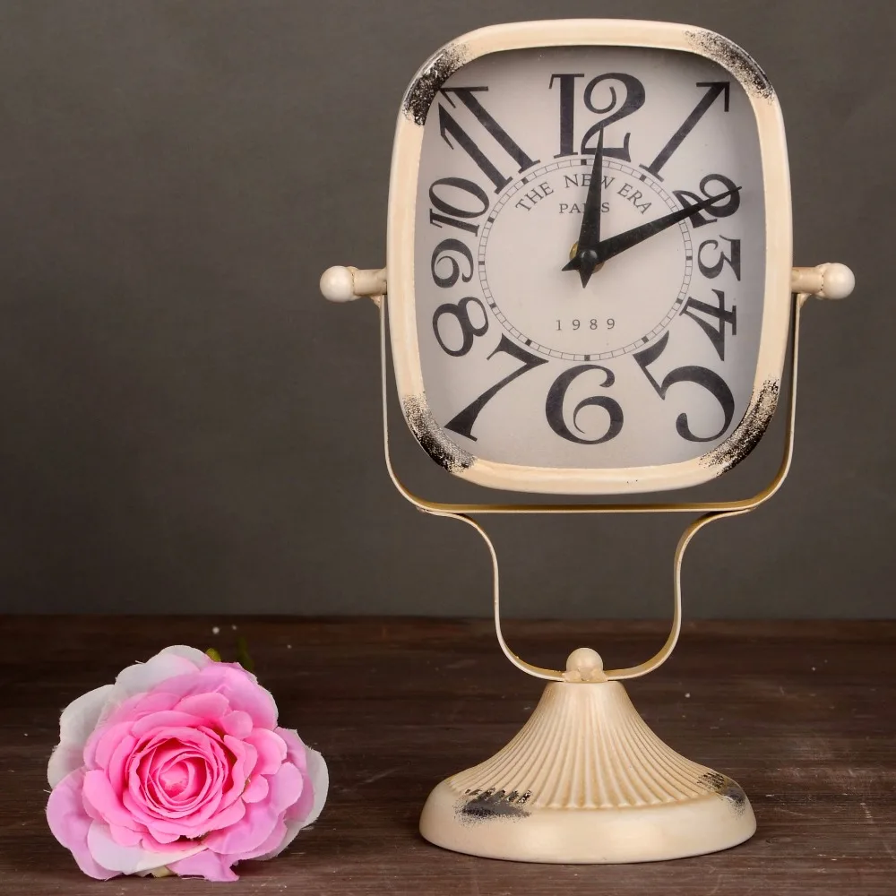 

Vintage New Year Decor Craft Iron Alarm Clock Metal Ornaments Clock Crafts Home Decoration Furnishing Articles Clock Craft Gifts
