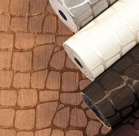 cheapest plain color skin leather Geometric grid Wallpaper for wall