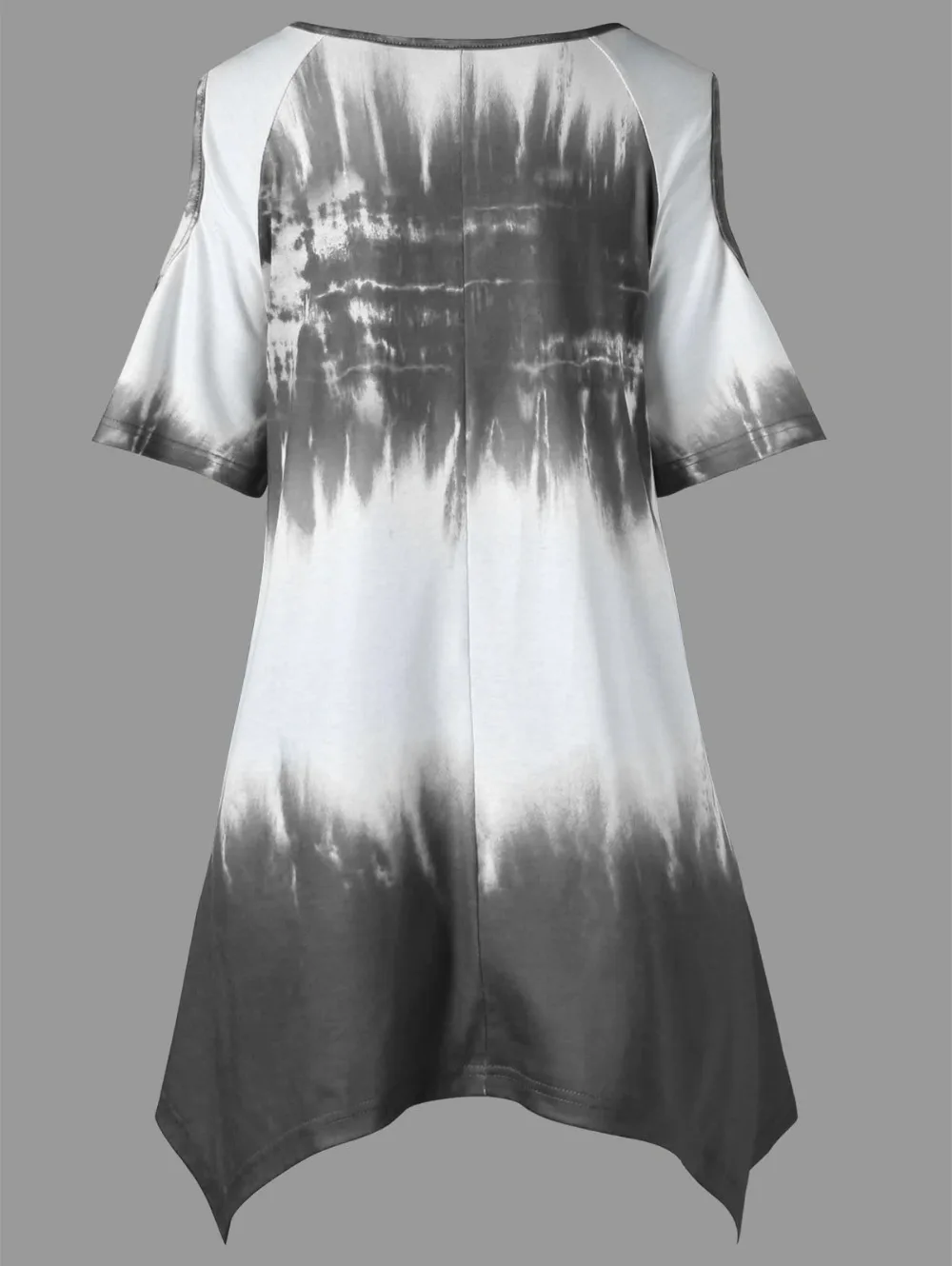 VESTLINDA Women T Shirt Summer Plus Size Ombre Print Asymmetric T-Shirt Causal Round Neck Short Sleeves Tees Big Size T Shirts 23