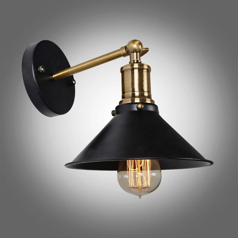 

Metal Wall Light Umbrella Vintage Loft Lamp Retro Wall Lights for Home Sconce Edison Fixtures E27 Diameter 22cm