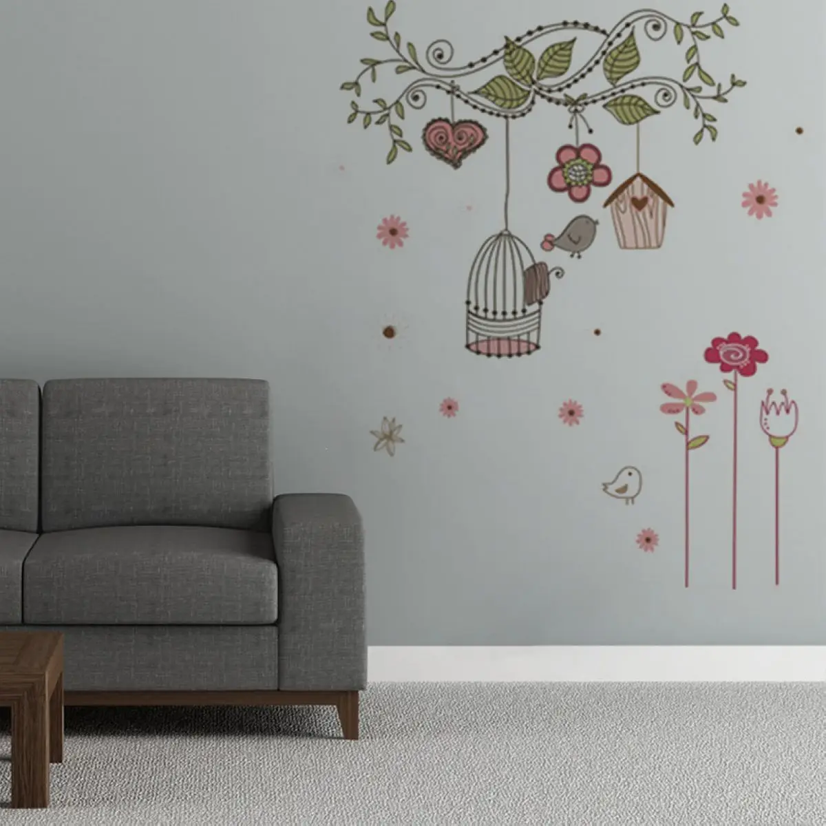 70cm*50mm Removable Tree Birdcage Wall Decals Bedroom Nursery Stickers Art Room Decor DIY