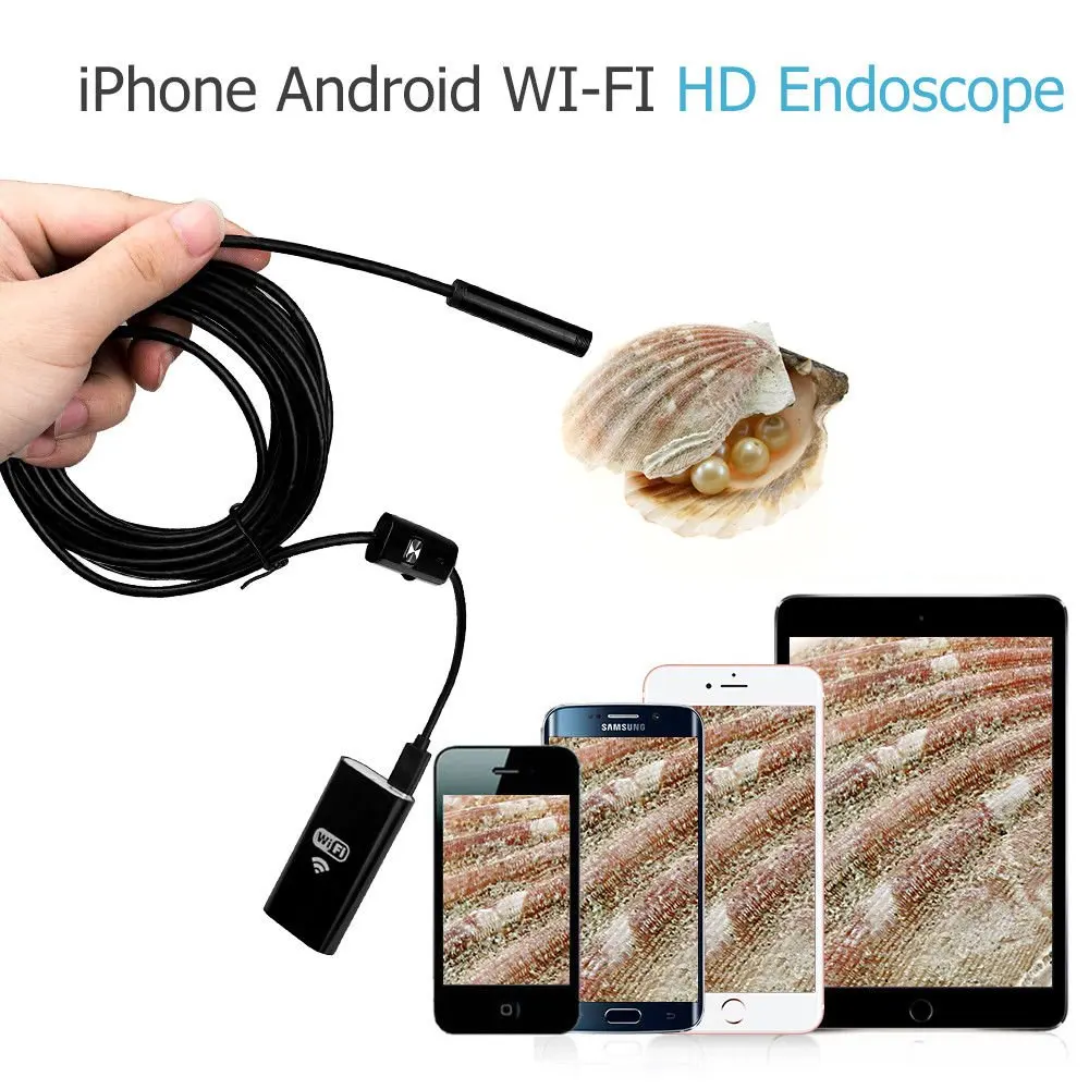 5 м HD wifi камера эндоскопа камера для осмотра с Wi-Fi 8 мм объектив Бороскоп водонепроницаемый для iPhone Android PC iPad
