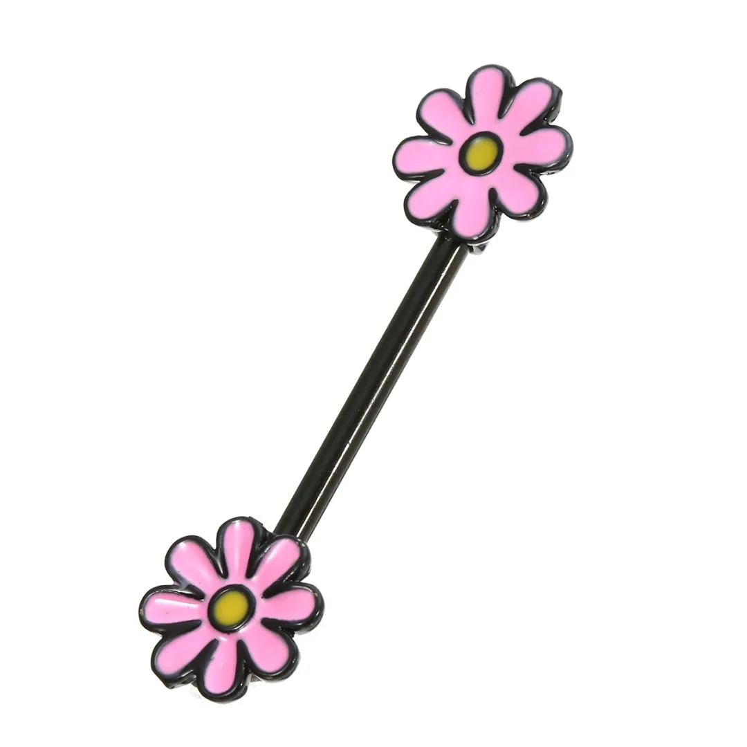 New Design Surgical Steel Bar Barbell Flower Nipple Ring Body Piercing Jewelry For Women Girl Shellhard Charming nipple piercing