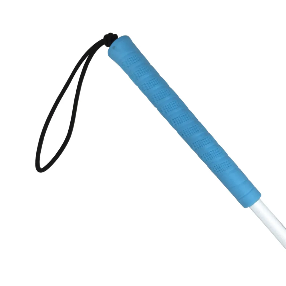 Складная Белая трость из углеродного волокна, синяя ручка, 90-115 см, для людей с дефектами зрения и слепых(складывается вниз 5 секций