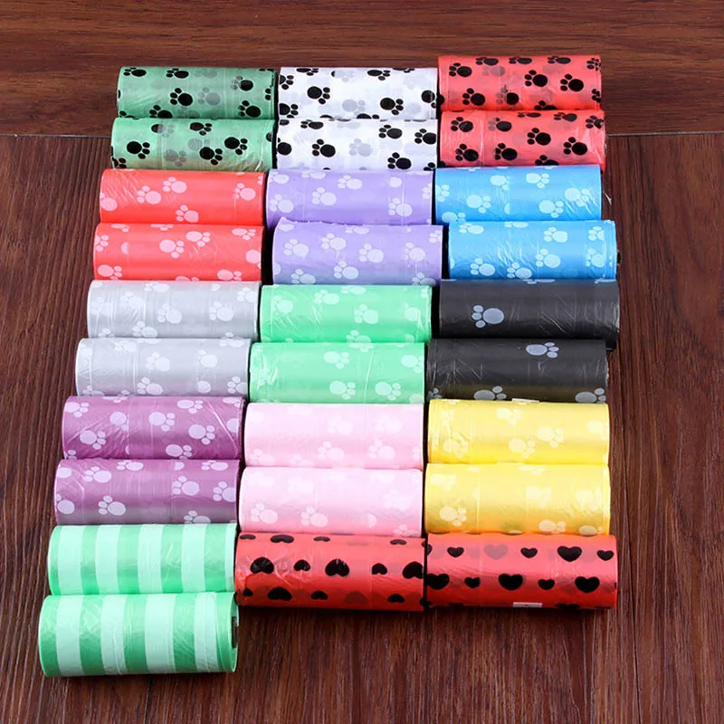 Pet Supply 10Rolls 150pcs Printing Cat Dog Poop Bags Outdoor Home Clean Refill Garbage Bag