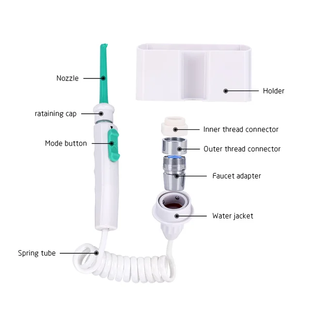 6 Tips Oral Irrigator Dental Flosser Dental Irrigation Pow Flosser Water Jet Pick Faucet Irrigator Oral Denture Teeth Cleaning