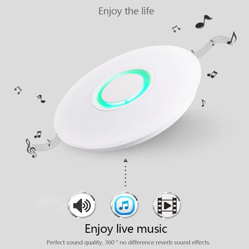 Светодиодная музыкальная потолочная лампа с Bluetooth динамиком 24 Вт 90 265 в
