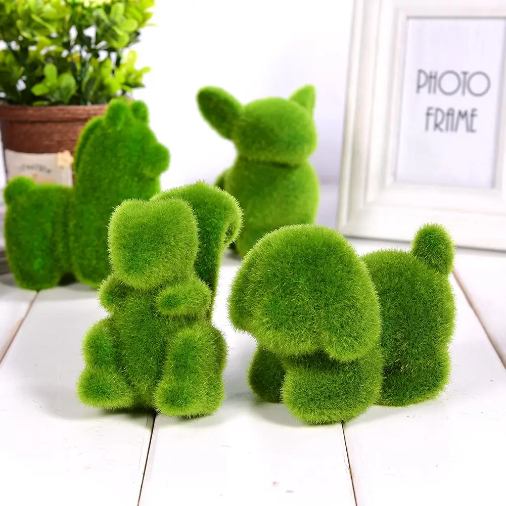 Novelty Green Handmade Artificial Turf Grass Animal Easter Rabbit Home