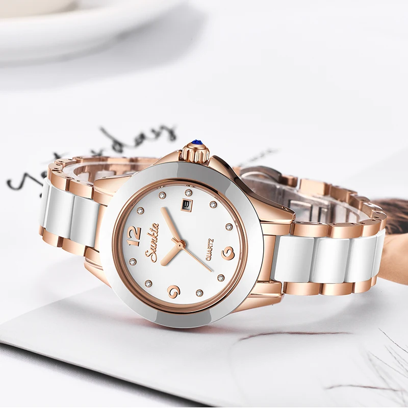 Женские модные часы 2019luxury брендовые кварцевые женские керамические из