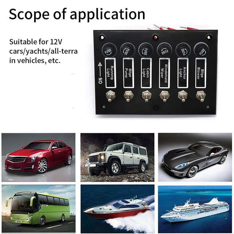 CARPRIE Switch Panel DC 12V / 24V 15A 6P Bakelite Toggle with Fuses Part ON-OFF For Auto Car Boat je10 | Автомобили и мотоциклы