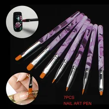 7 Pcs/Set Nail Art Painting Pen Brush Acrylic Handle Drawing Polish Brushes Tool Kit Hot Mdf