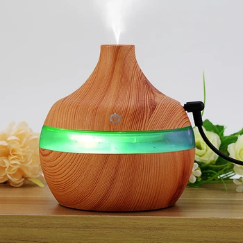 

Wood Grain Ultrasonic Diffuser Cool Moisture Aroma Humidifier Electric Air Freshener with 7 Color Changing Night Lights for Home