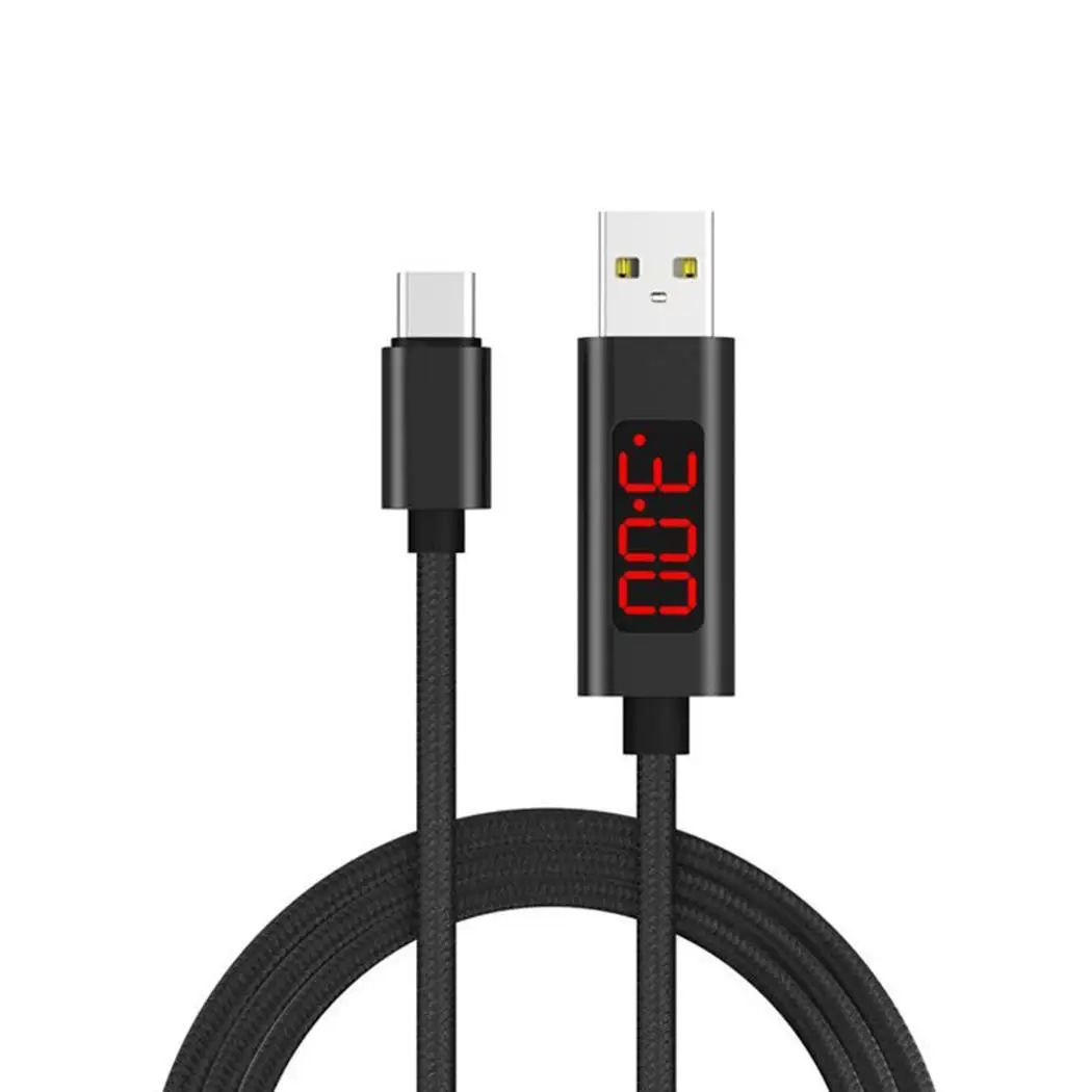 СВЕТОДИОДНЫЙ цифровой дисплей Micro USB кабель для быстрой передачи данных кабель для зарядки для телефона Andriod Microusb Кабели для мобильных телефонов - Цвет: black for type-c