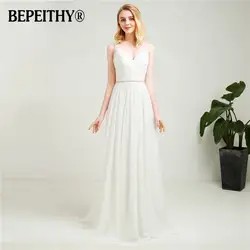 2019 Vestido де Novia v-образным вырезом шифоновое свадебное платье с Crystal пояса индивидуальный заказ пляжные Простые Свадебные платья