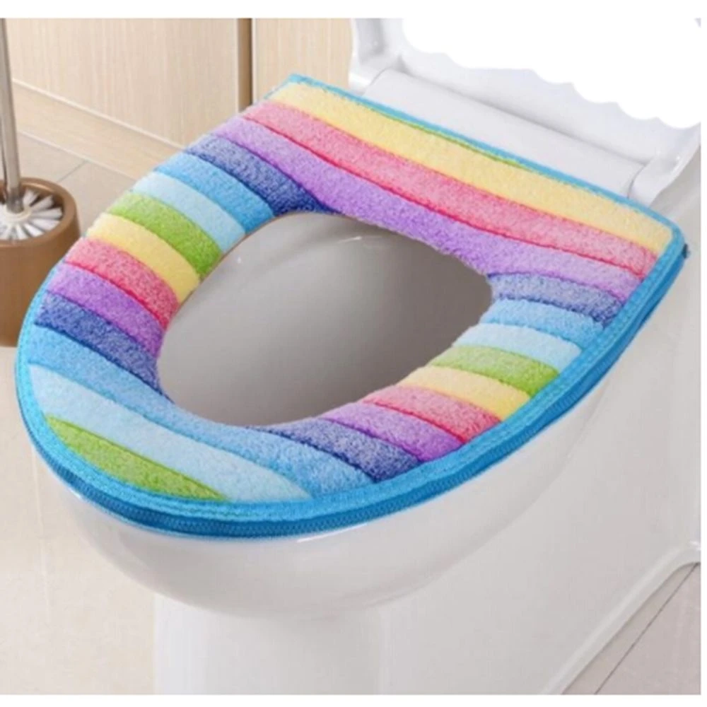 Details about   Washable Stripe Multicolor Dustproof Cover Toilet Accessories Toilet Seat Cover