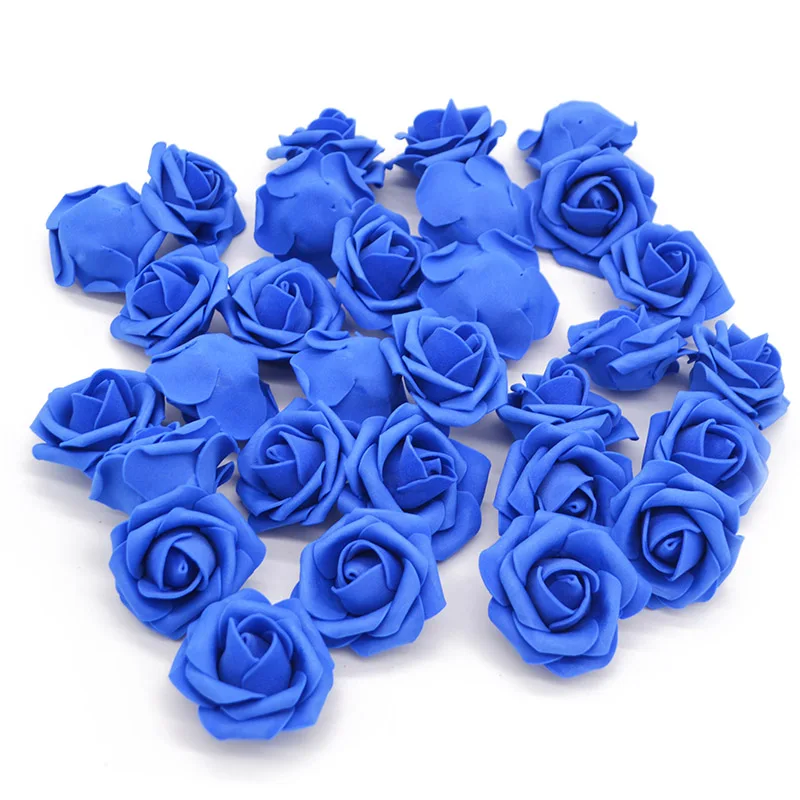 20 шт./лот, 4 см, опрессовка, ПЭ пена, роза, искусственный цветок, голова для конфетти, сделай сам, гирлянда, ремесло, Подарочная коробка, ободок для волос, Свадебный декор, поставка - Цвет: royal blue