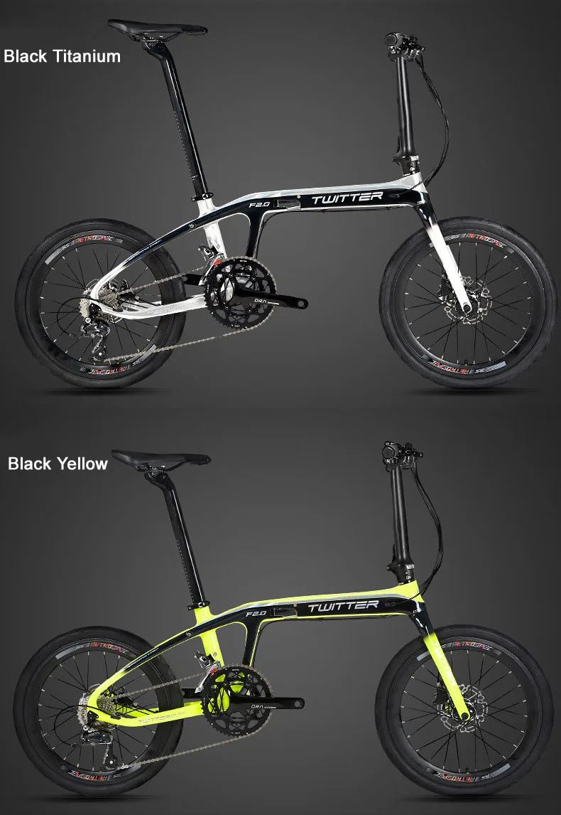 Cheap Twitter F2.0 T800 Carbon BMX Folding Bike Frame 20 Inch Wheels Portable Folding Bicycle Cycling Frame 20er Disc and V Brake 15