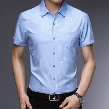 

LONGHONGYU Fashion New 2018 Spring Solid Mens Shirt Regular Fit Short Sleeve Shirts Casual Slim Fit Social Shirt Hot Sale