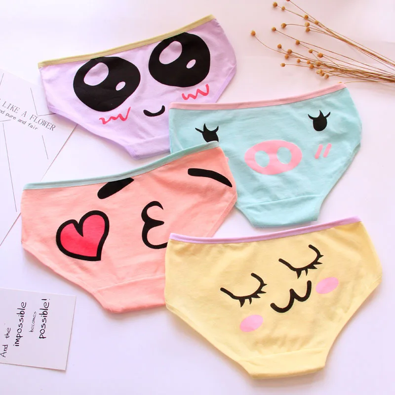 

Cotton Kids Panties Young Girls Underwear Cute Cartoon Teenage Panties Children Low Waist Short Briefs For 12-20Y Culotte Femme