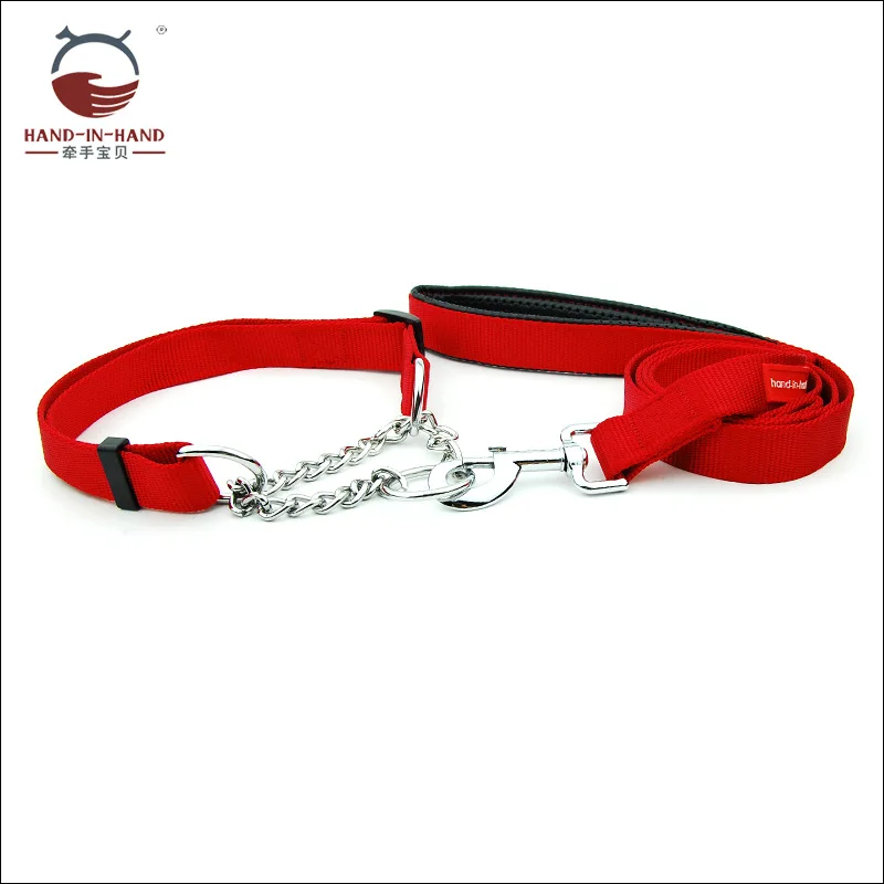 

Dog Collar Pinch Choke Collar and Leash Large Dog Solid Color Control Chain Nylon Collar with Dual Use Padded Leash 2.5 cm