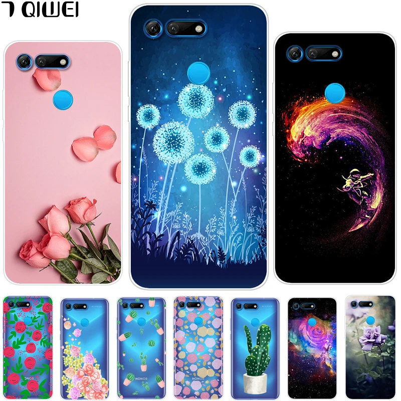 

For Huawei Honor View 20 Case View20 TPU Soft Silicone Phone Case For Huawei Honor V20 Cover HonorV20 V 20 Rose Print 6.4 inch