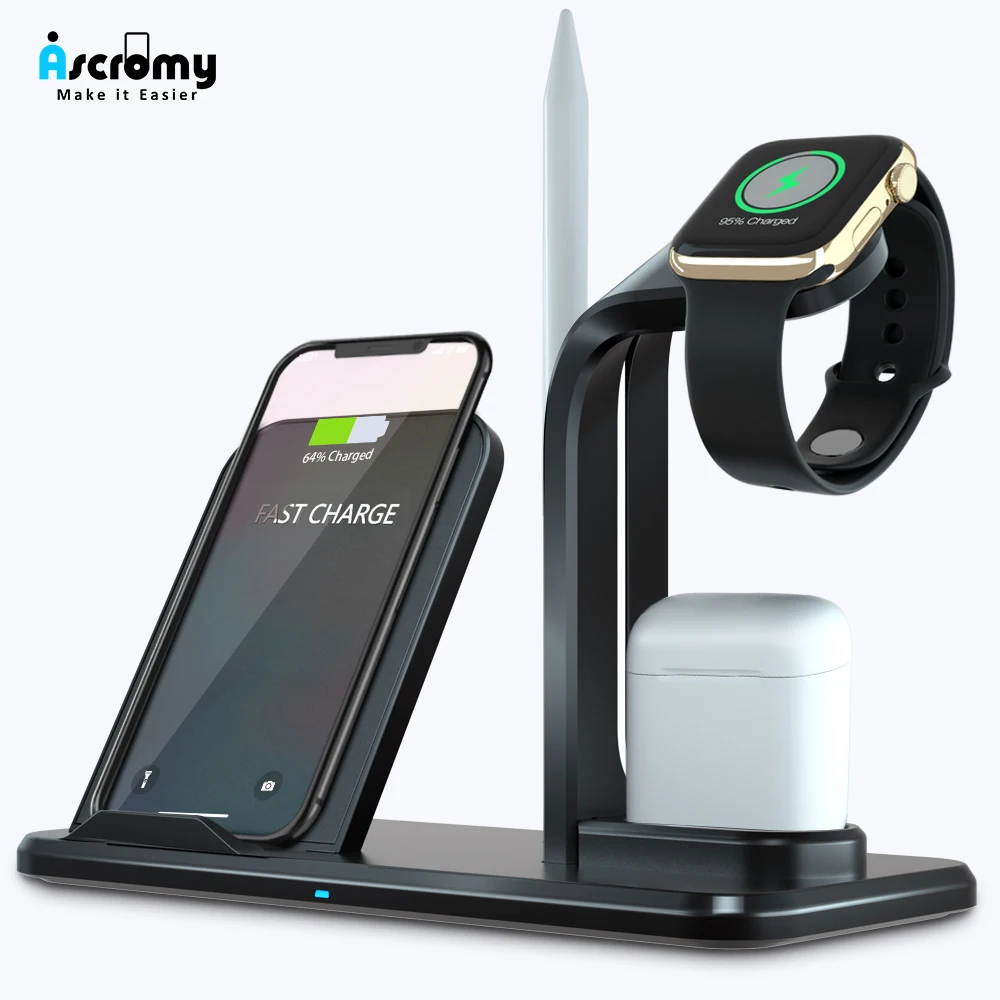 Беспроводное зарядное устройство Qi 3 в 1 подставка для Apple Watch Series 5 4 2 Iphone 11 Pro Max XS MAX