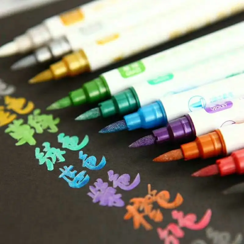 Цветная ручка с двойной головкой для студентов, офиса, металлическая ручка для заметок, креативная ручная ручка для рисования, поздравительная открытка, каллиграфия, ручка для рисования