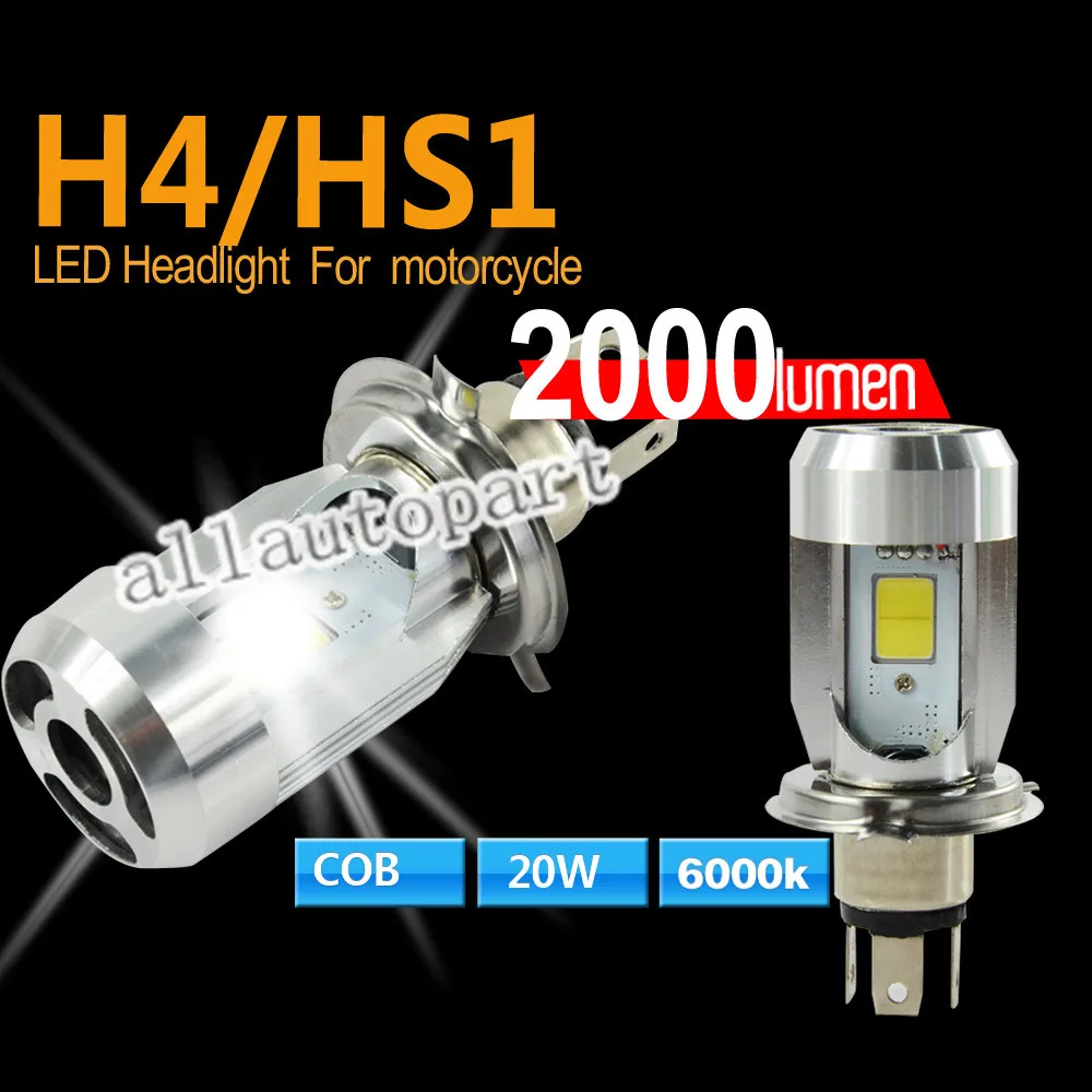 

Motorcycle Headlight Bulb H4 P43t Led 20W 2000LM Hi/Lo Scooter Moto ATV 6000K Light Replace For Halogen Headlamp