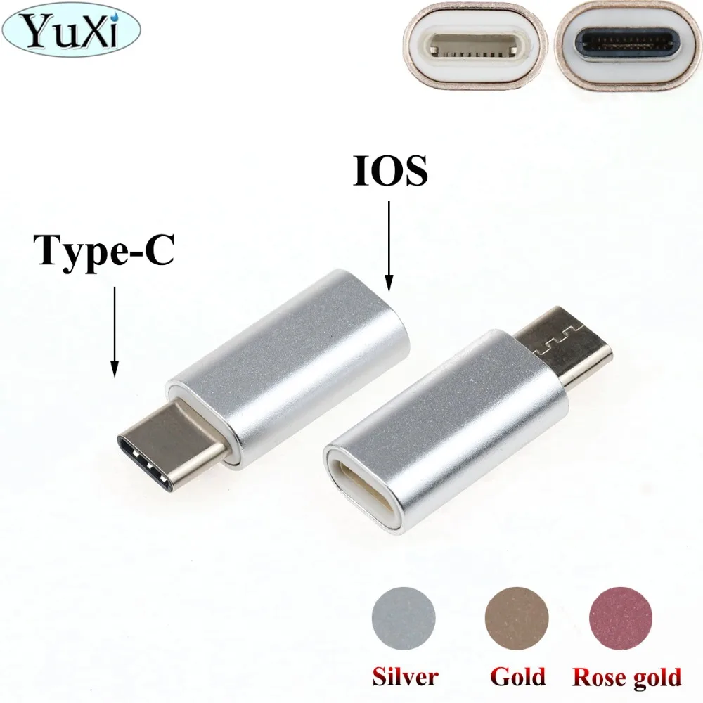 

YuXi 2pcs 8Pin For iphone Female to USB 3.1 Type C Male Sync Data Connector Converter Charger Adapter For iPhone For Xiaomi 6