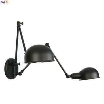 IWHD 2 Heads Black Long Arm Vintage Wall Lamp Bathroom Bedroom Loft Industrial Retro Wall Lights Fixtures Sconce Applique Murale spider shaped water pipe wall light fixtures industrial loft style retro vintage wall lamp sconces luminaire applique murale