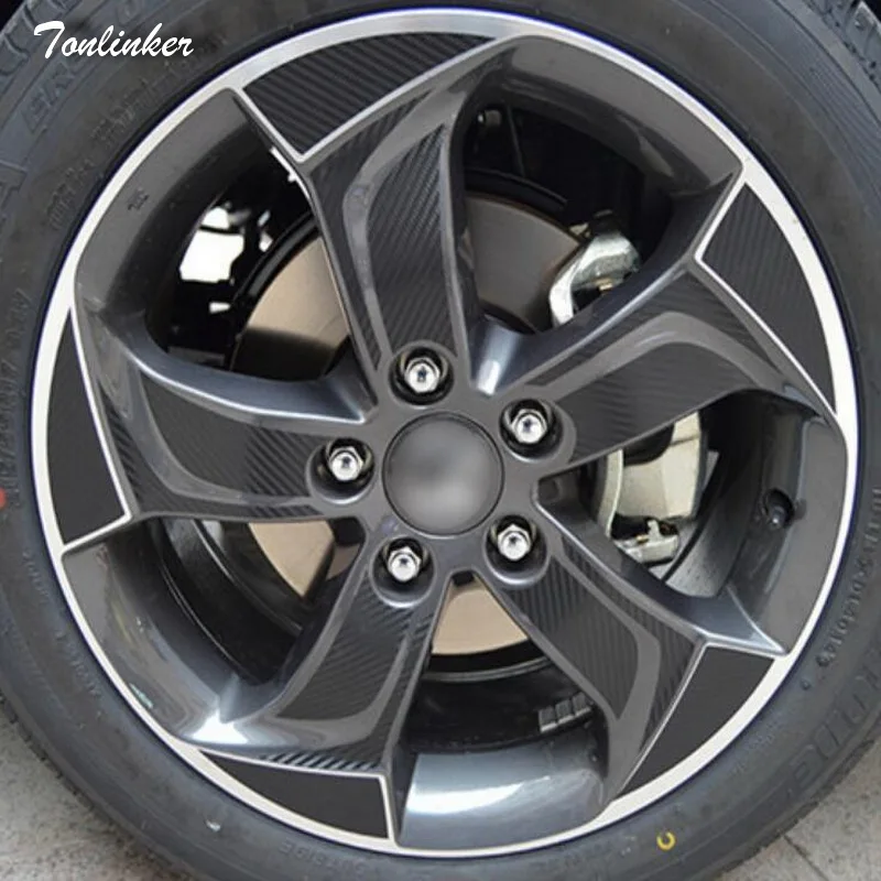 Tonlinker 1 шт. на 4 колеса DIY автомобиль стиль 17 дюймов Углеродные, для колес волокна Защитный чехол наклейки для Honda vezel HRV