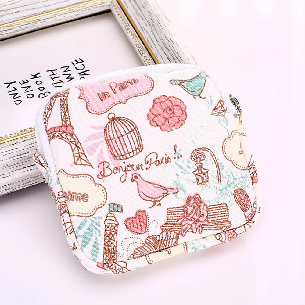 

Lovely Women Girl Cute Sanitary Pad Organizer Holder Napkin Towel Convenience Bags 6 Colors 11.5x11.5cm Cotton and Hemp