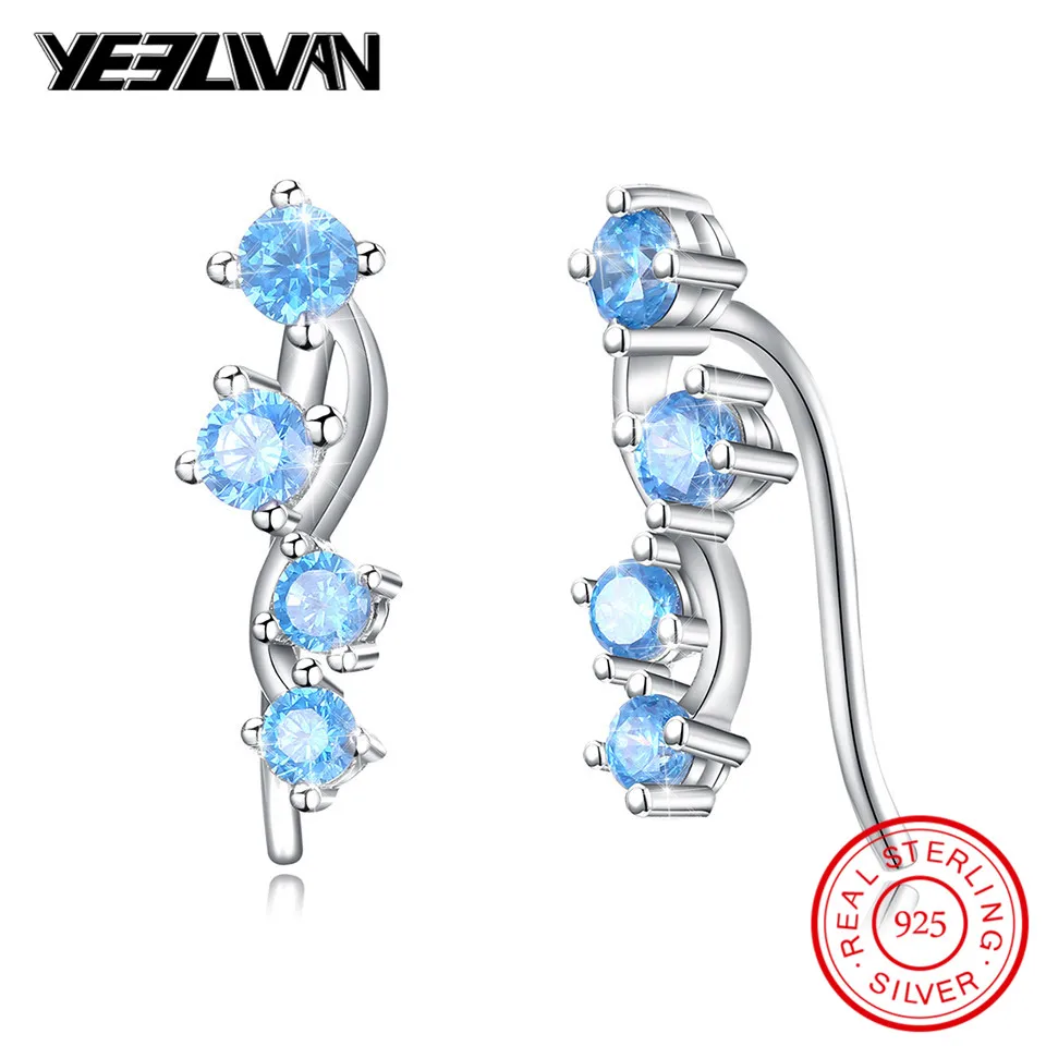 

Fashion Blue Color Crystal Stone Star Clip Earrings for Women 925 Sterling Silver and Austria Zircon Model Jewelry Ladies Gifts