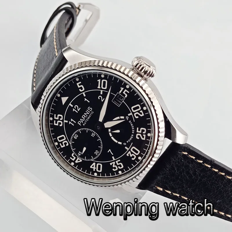 Модные Классические Брендовые Часы Parnis ST2530 Мужские механические часы с запасом мощности кожаные водонепроницаемые автоматические часы для мужчин