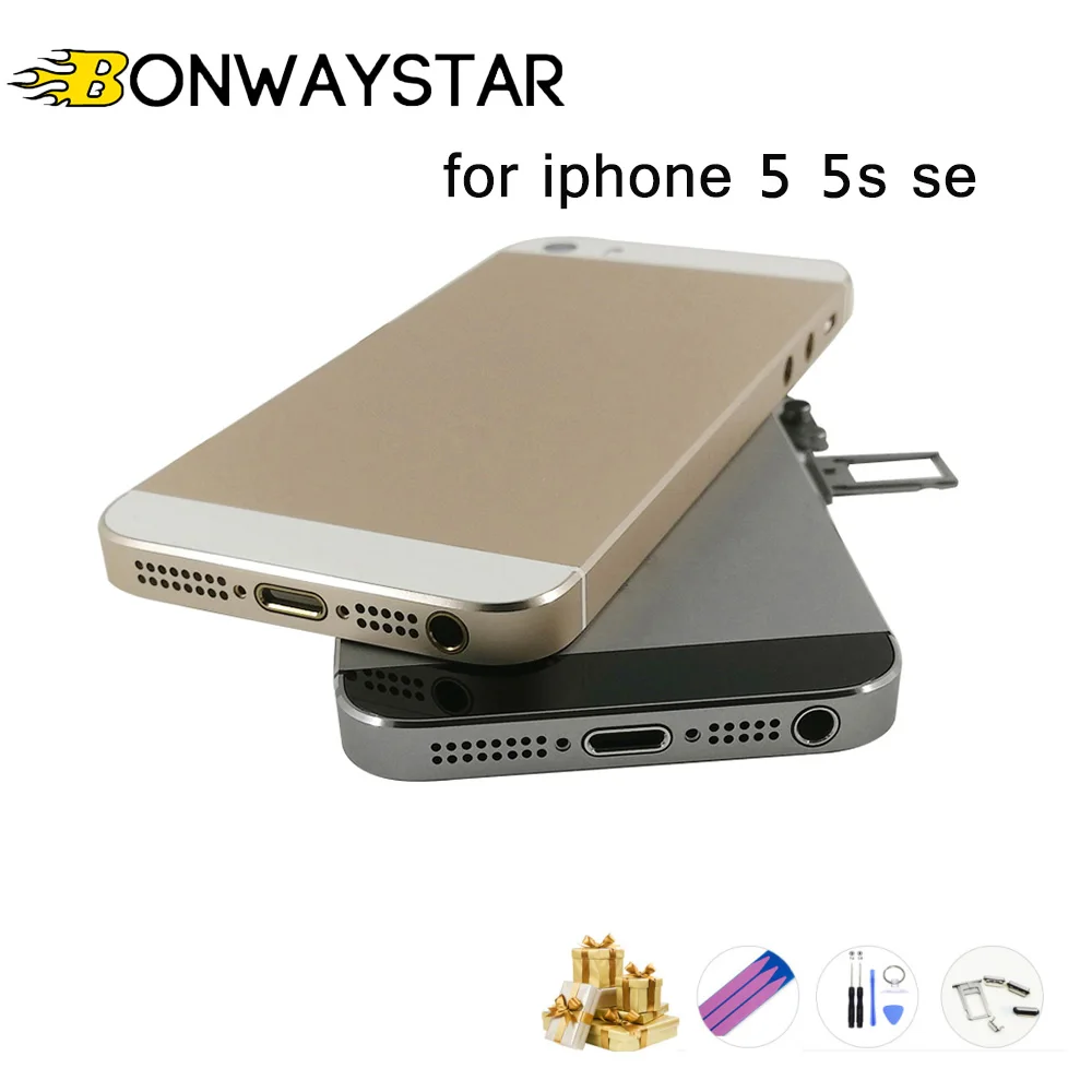 

New AAA battery Cover Metal Case For iphone 5 5S SE Housing Assembly Back Chassis Middle Frame Door Rear with Gifts