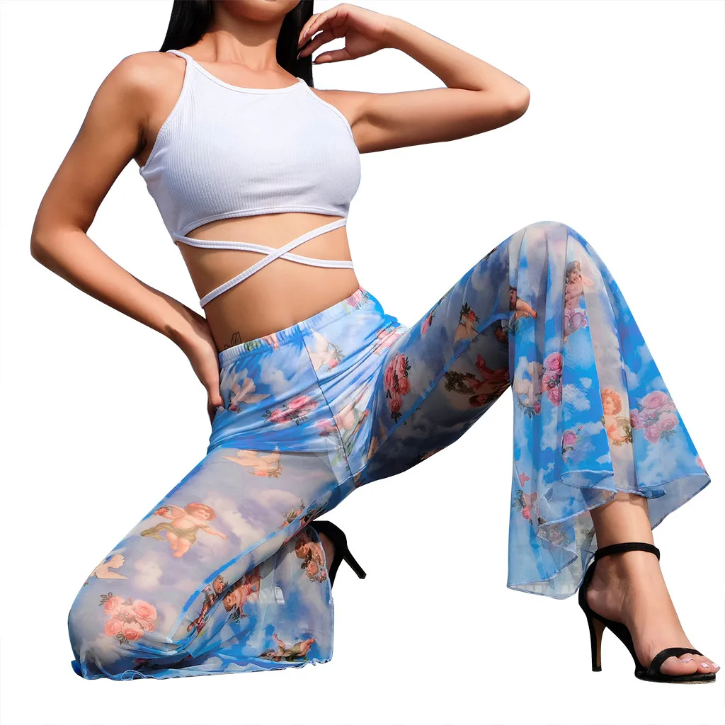 

Yoga Pants women sport pants Flare Baggy Trousers Full Length Elastic Waist sports pants for women gym ropa deportiva mujer gym
