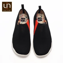 Серия UIN Toledo; повседневная трикотажная обувь для женщин и мужчин; дышащая прогулочная обувь без шнуровки; мягкие и легкие лоферы черного и белого цвета