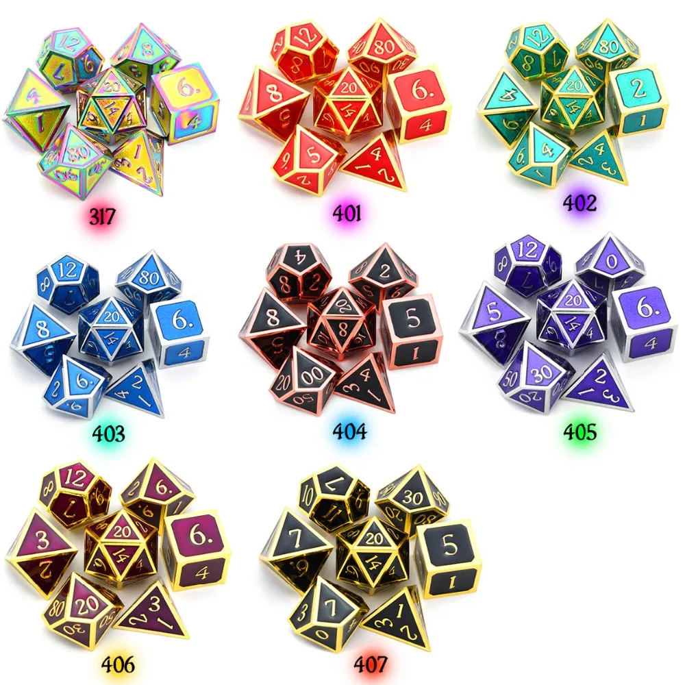 Goede Shiny Zinklegering Polyhedral Metalen Dobbelstenen Dungeons And Dragons Dobbelstenen DnD dobbelstenen voor Tafel Top Games